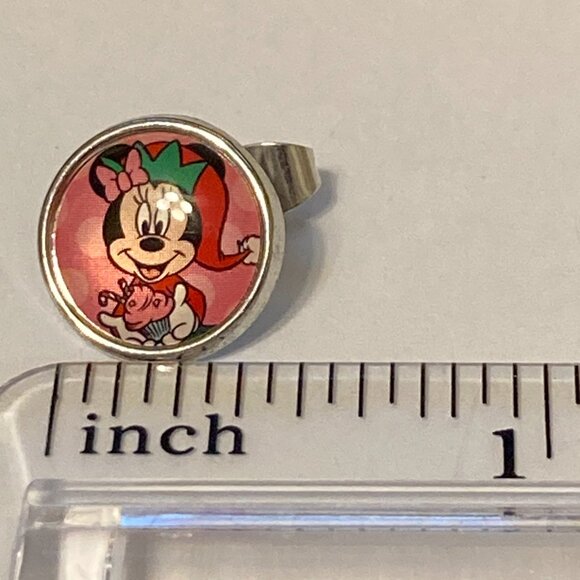 Disney Minnie Mouse Santa Christmas Earrings Silver Tone Hypoallergenic Posts - Picture 9 of 9